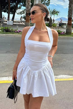 A-Line Lace Up High Waist Bodycon Mini Dress
