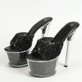 20CM Platform Slippers Fashion Sequined Transparent Sandals for Women