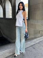 POLO Lapel Buttons Shirt Vest Backless Lacing Women's Clothing Halter Solid Tops For Female Versatile 2024 Summer Clothes