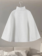 Elegant Cloak Women Loose High Neck A Line Hidden Button Coats Female 2025 Spring New Fashion Solid Soft Chic Cloaks Lady
