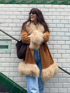 Vintage Furry Faux Fur Women Patchwork Coats Winter Long Sleeve Lapel Female Loose Jacket Casual Pockets Thick Warm Lady Outwear