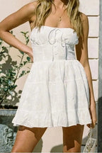 Lace A-Line Mini Dress with Off-Shoulder Tie-Up