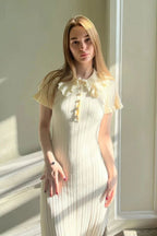 Elegant Short Sleeve Mini Dress with High Waist