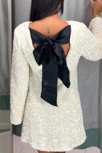 Elegant Long Sleeve Mini Dress with High Waist