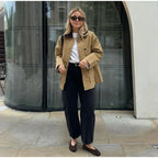 Patchwork Contrast Women Jacket Single Breasted Lapel Female Jackets Autumn Winter Fashion Locomotive Lady Outwear