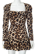 Square Neck Long Sleeve Mini Dress