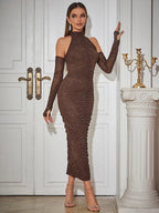 Trixie Sequin Maxi Dress with Gloves