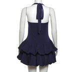 Sexy Backless Spring Mini Dress Women Square Collar Patchwork Bandeau Fashion Solid 2025 New Dress Female Bodycon Dress