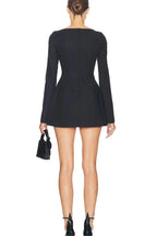 A-Line Mini Dress with Long Sleeves and High Waist