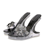 Crystal Flowers Women's High Heel Platform Wedge Sandals