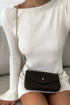 Backless Long Sleeve Lace-Up Mini Dress