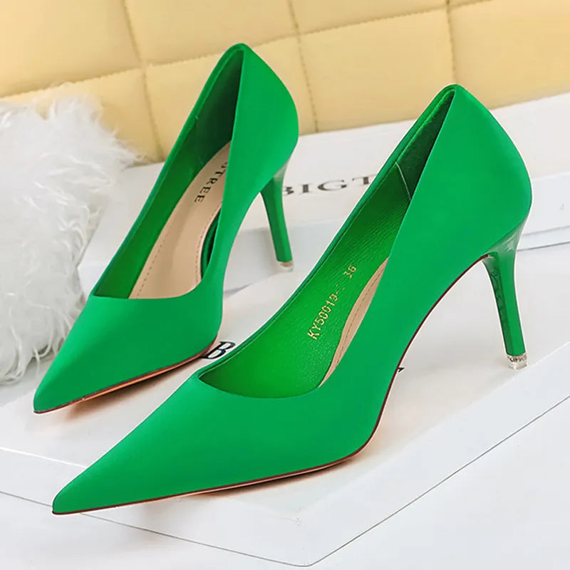 Satin High Heels Stiletto Wedding Shoes Sexy Party Pumps Women Fashion