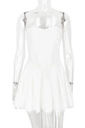 Slim Strapless Sleeveless Pleated Mini Dress