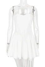 Slim Strapless Sleeveless Pleated Mini Dress