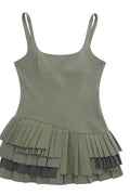 Elegant Square Collar Sleeveless Mini Dress