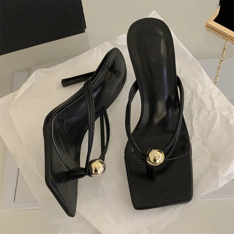 Pearl Slides Women Slippers Gladiator Sandals Summer Party Thin Heels