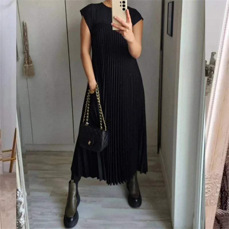 Ofelia Statement Pleated Maxi Dress Chic Silhouette Collection