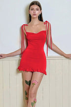 Strappy Backless Patchwork Mini Dress