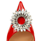 Rhinestone High Heel Buckle Pumps in Patent Leather for Women - Sexy Party Shoes