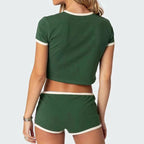 Minimalist Letter Print Slim Fit Crop Top