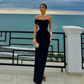 One Shoulder Asymmetric Cap Sleeve Bodycon Floor Length Maxi Gown
