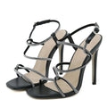 Crystal Narrow Band Open Toe High Heels with Buckle Strap