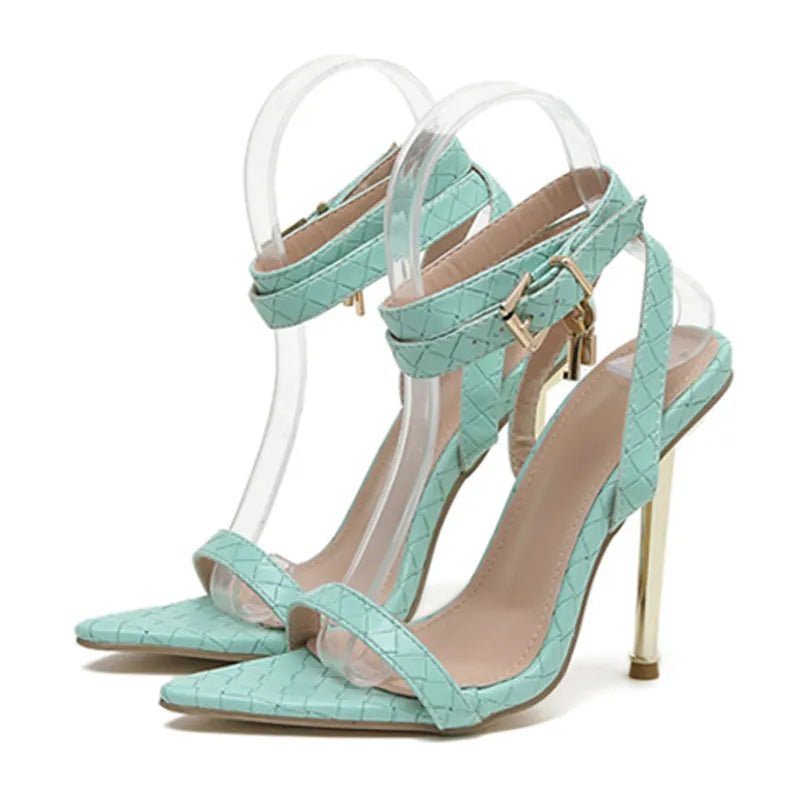Pointed Toe Metal Thin High Heels Sexy Sandals