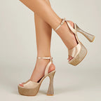 Open Toe Buckle Strap Platform Sandals for Women