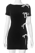 Bow Mini Dress with Side Slit