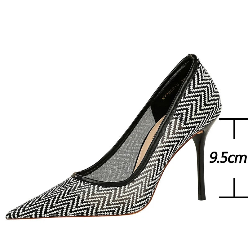 Lace Mesh Hollow Stiletto Heels Women Pumps Fashion High Heels