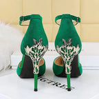 Suede Women Pumps with Metal Heel - High Heels for Luxury Party