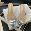 Summer Fashion Narrow Band Pointed Toe Slippers Women Thin Low Heels Sandals