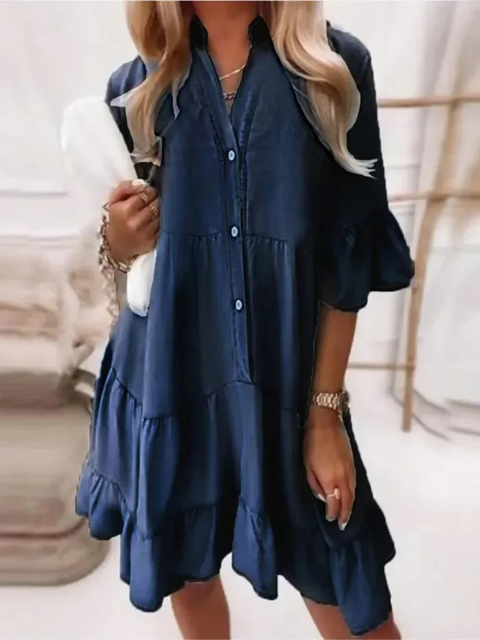 | Ruffle Denim Dress