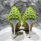 Green Pink Matte Pointy Toe High Heel Shoes for Women