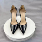 Black Women Side Open Pointy Toe High Heel Shoes