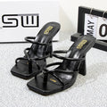 Summer square toe stiletto sandals slippers with a graceful design, featuring a 10cm heel height.
