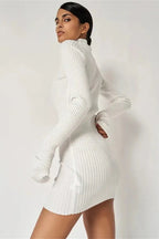 Turtleneck Mini Dress with Drawstring