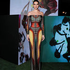 Optical Illusion Print Off Shoulder Long Sleeve Bodycon Maxi Dress