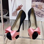 Bowknot Round Toe Platform Pumps for Women Wedding Banquet Shoes