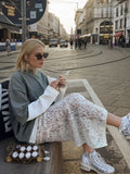 Fashion White Lace Skirts for Women Clothing New Summer Korean Gentle Hollow Jacquard Long Skirts Female Sexy Split Skirts 2024