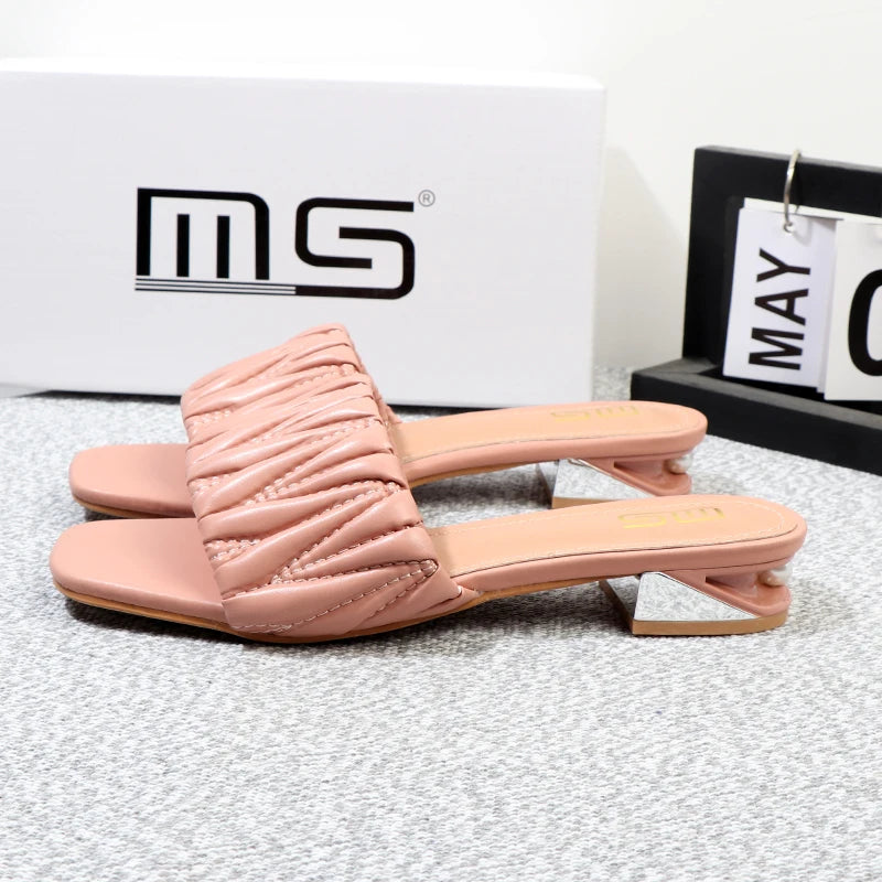 Summer low-heeled fairy slippers with 3CM thick heel