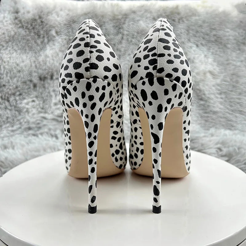 Leopard Print Side Curl Cut Pointy Toe High Heel Shoes for Women