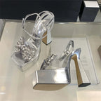 PVC Transparent Butterfly-knot Open Toe Women Sandals for Summer Fashion
