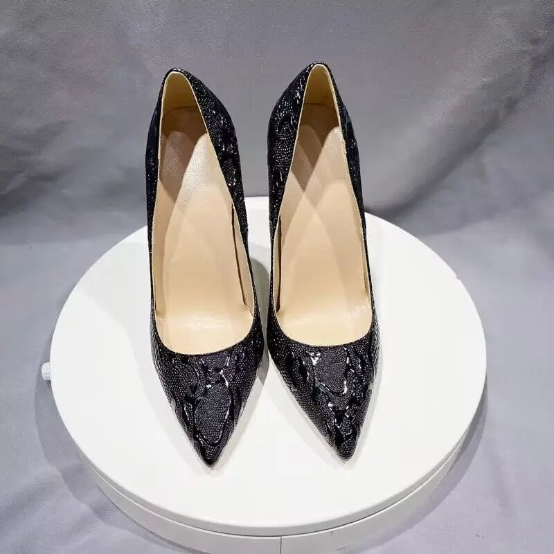 Embossed Crocodile Women Sexy Pointy Toe High Heel Shoes