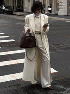 White Elegant Double Breasted Loose Woolen Coat Women Chic Oversized Long Sleeve Overcoat Fall Winter New Ladies Outerwear
