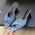 Elegant Pleated Pointed Toe Women Slippers with Thin Low Heels