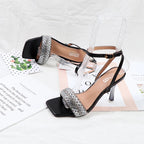 Rhinestone High-Heeled Sandals for Summer
