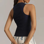 Y2K Vintage Button Down Solid Waistcoat Slim Cami Top