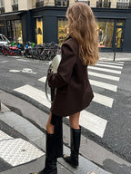 Vintage Leopard Print Woman Blazer Jacket Fashion Lapel Single Breasted Pockets Long Sleeve Coat Lady Fall Office Outerwear