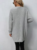 DressBetty - Solid Color Pockets Long Cardigan
